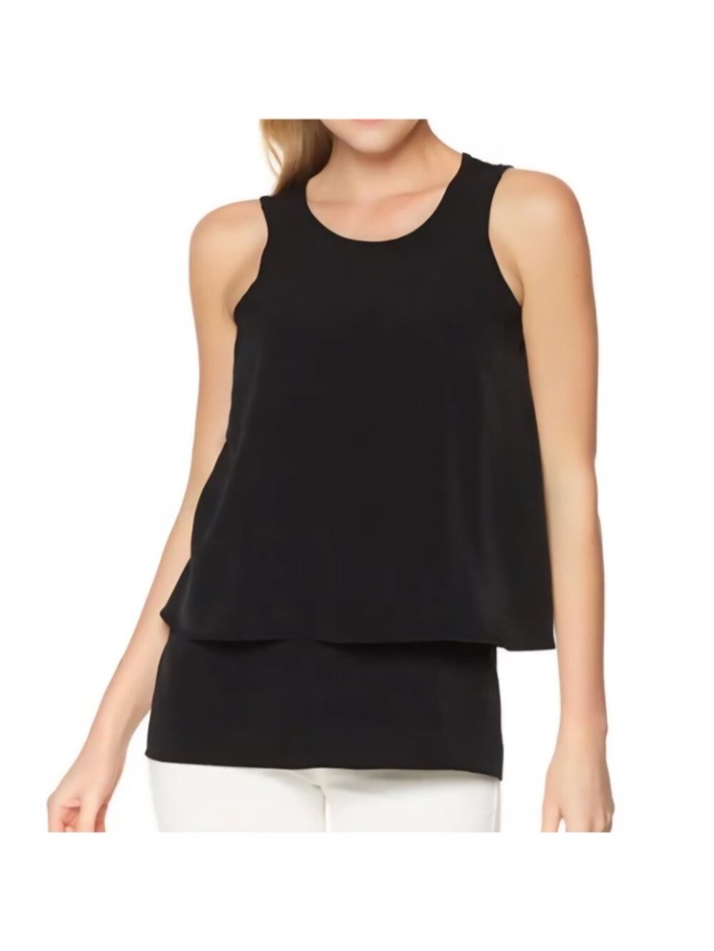 DG2 By Diane Gilman Black Tank Top W/Overlay Size XL NWT